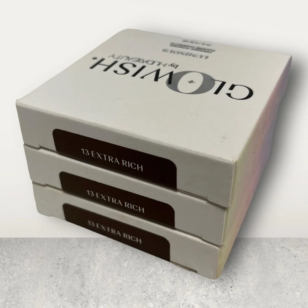 Huda Beauty GloWish Luminous Pressed Powder 13 EXTRA RICH Full Size New LOT OF 3